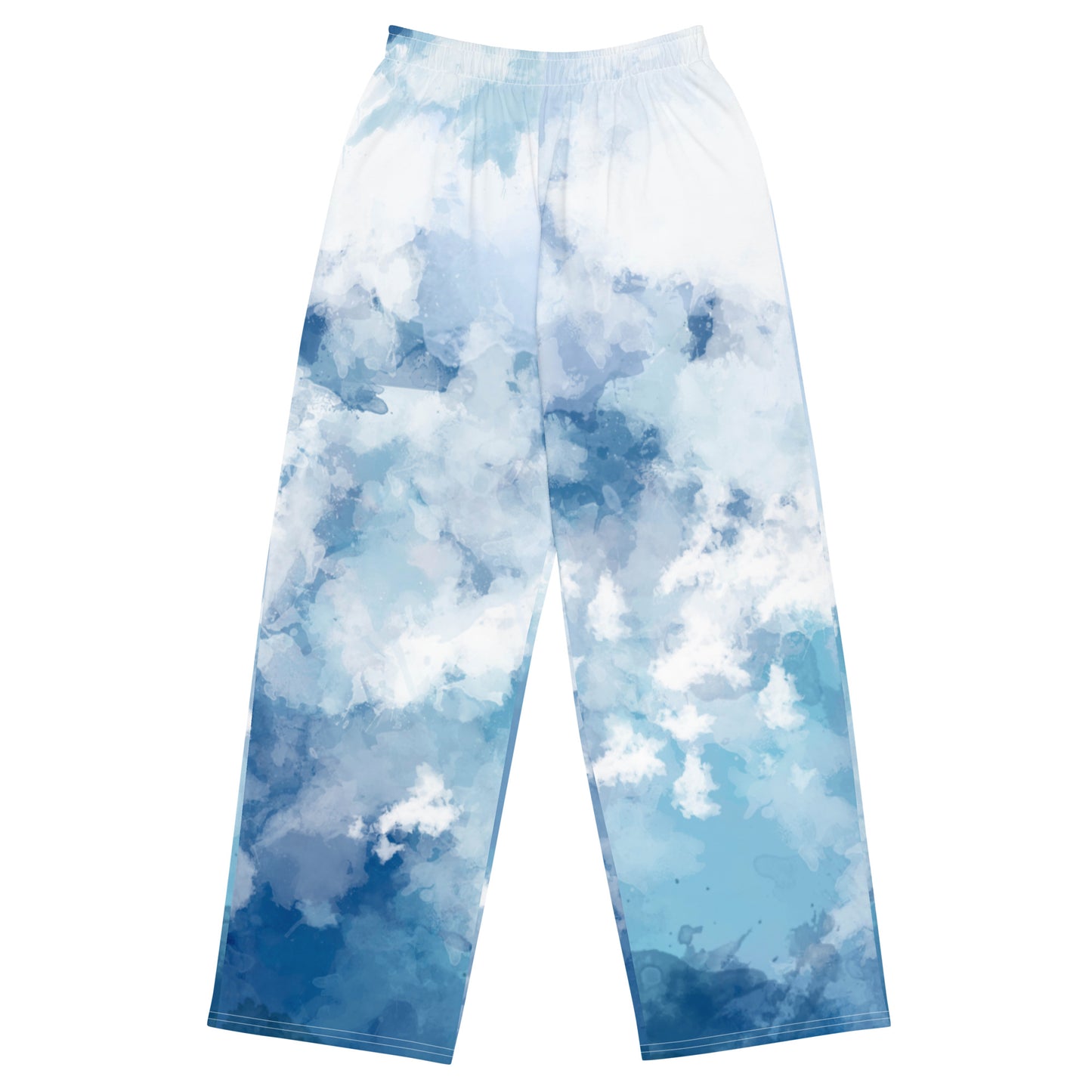 Pants Wide-Leg Comfy Clouds Blue Sky